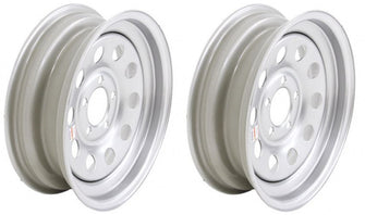 2-Pack 15x5 Trailer Wheel Rim Silver Mod Steel 5 Hole 4.5 in.