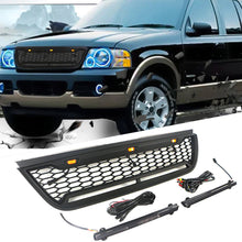 Black Front Bumper Upper Grille Grill W/Light Bar Fit For Ford Explorer 2002-2005