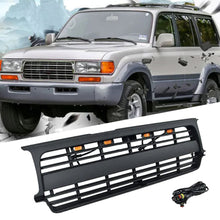 Black Front Bumper Upper Grille Radiator W/Light Fits For Toyota Land Crusier Prado LC80 1990-1997