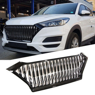 Black / Chrome Front Bumper Upper Grille Radiator Fit For Hyundai Tucson 2019-2021