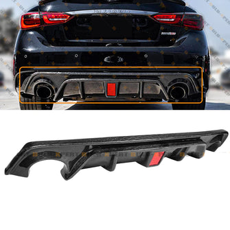 Honeycomb Carbon Fiber Rear Bumper Diffuser w/ LED Light For 2018-2024 Infiniti Q50