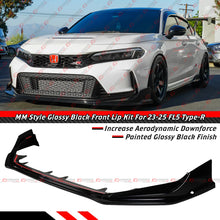 For 2023-2026 Honda Civic Type R FL5 MM Style Gloss Black Front Bumper Lip Spoiler