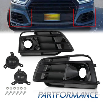 For 2018 2019 2020 Audi Q5 SQ5 Front Fog Lamp Grilles Cover Sport Model W/ACC