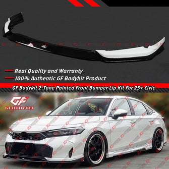 For 2025-2026 Honda Civic White Pearl Black Front Bumper Lip Splitter