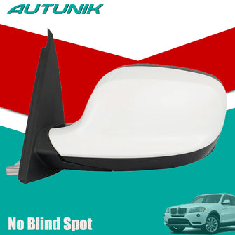 White Left Mirror w/o Blind Spot For 2011-2014 BMW X3 F25 Heated Power Side View Driver