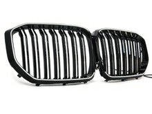 For 2019-2023 BMW X5 G05 Gloss Black Front Grille w/ LED Lights Dual Slat Kidney Grille