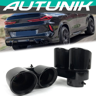 Black Exhaust Tips Tailpipe for BMW X5 G05 X6 G06 X7 G07 40i 2019-2024