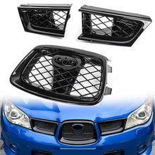 3pcs For Subaru Impreza WRX STI 2006-2007 Glossy Black Front Bumper Upper Grille