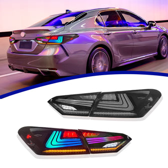 LED RGB Tail Lights for 2018-2024 Toyota Camry Sedan Rear Lights Assembly 1 Pair