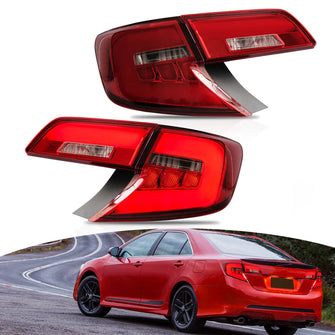 Red LED Tail Lights For Toyota Camry 2012-2014 Rear Lamps Assembly