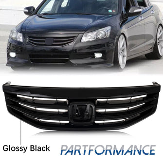 For 2011 2012 Honda Accord Gloss Black Front Bumper Upper Grille Mesh Grill