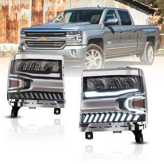 LED Reflector Headlights For 2016-2018 Chevy Silverado 1500 w/Animation