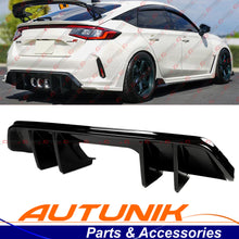 For 2023-2025 Honda Civic Type-R FL5 CTM Gloss Black Shark Fin Rear Bumper Diffuser