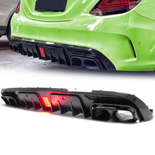 Carbon Fiber Style Rear Diffuser+ Black Exhaust Tips for 2015-2021 Mercedes W205 C300 C450 C43 C300 Sedan AMG Bumper