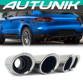 Chrome Exhaust Tips Tailpipe for Porsche Macan Base 2.0L 2014-2018