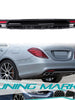 Black Rear Diffuser w/ Chrome Exhaust Tips Replacement for Mercedes E-Class W222 Sedan AMG Bumper 2013-2017