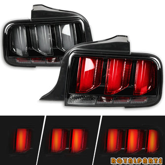 Smoked LED Tail Lights For 2005-2009 Ford Mustang Rear Brake Lamps w/ Sequential Signal