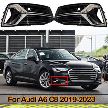 Chrome/Black Front Fog Light Grill Cover For Audi A6 C8 2019-2024