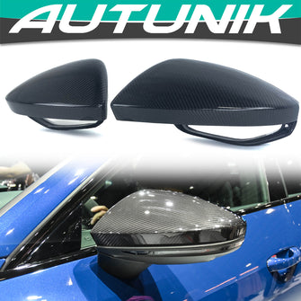 Real Carbon Fiber Mirror Cover Caps Replace for Audi A6 S6 RS6 A7 S7 RS7 C8 2019-2023 2024 w/o Lane Assist