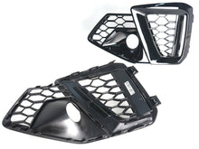 Gloss Black Front Bumper Fog Light Cover Grille For Audi A4 B9 S-LINE S4 2020-2025