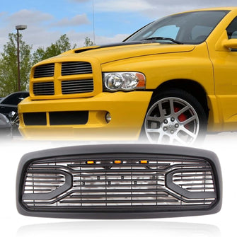 Front Bumper Upper Mesh Grille Middle Grids Matt Black for Dodge RAM 2002-2005