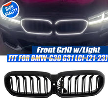 For 2021-2023 BMW 5Series G30 G31 LCI Front Bumper Kidney LED Light Grille Grill Gloss Black