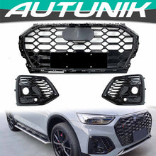 Honeycomb Front Grill + Fog Ligth Cover for Audi Q5 B9 SQ5 2021-2024