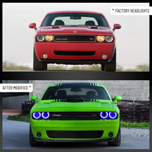 Pair RGB LED Headlights DRL For 2015-2022 Dodge Challenger Front Lamps