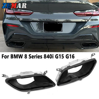 Black Exhaust Tip Muffler Tail Pipe For BMW 8 Series 840i G15 G16 2019-2024