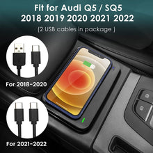 Car Wireless Charger Phone Qi Charging Station Pad for Audi Q5 SQ5 2018-2023