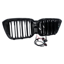 For 2022-2024 BMW X3 X4 G01 G02 W/LED Dual Line Front Kidney Grille Gloss Black