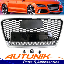 For Audi A7 S7 2012-2015 Front Honeycomb Mesh Bumper Grille w/ Chrome Frame