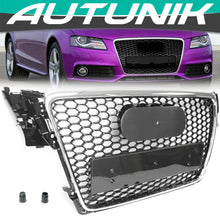 For Audi A4 S4 B8 2009-2012 RS4 Style Silver Front Henycomb Mesh Bumper Grill