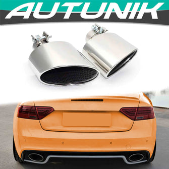 60mm Inlet Chrome Exhaust Tips For AUDI A4 A5 A6 A7 Refit To RS4 RS5 RS6 RS7