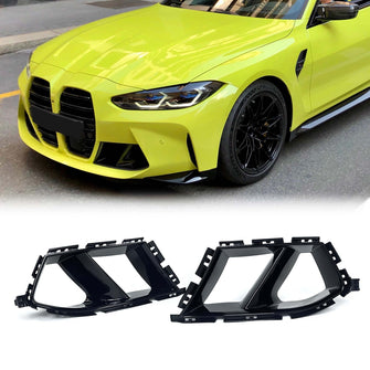 Gloss Black Front Bumper Duct Vent Grill Fog Light Cover For BMW G80 M3 G82 G83 M4