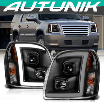 Black LED Projector Headlights For 2007-2014 GMC Yukon XL Denali