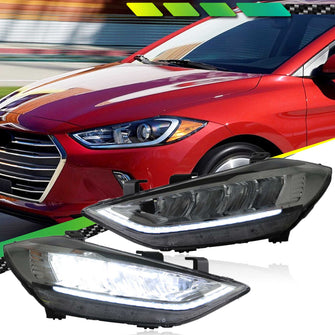 LED Projector Headlights Front Lamps Assembly DRL for Hyundai Elantra 2016-2018