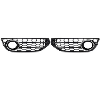 Black Honeycomb Front Fog Light Grille Grill For Audi A4 B8 B8.5 ALLROAD 2009-15