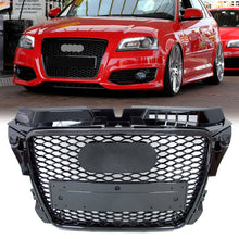 For 2009-2013 Audi A3 8P RS3 Style Front Grille (Gloss Black Frame + Honeycomb)