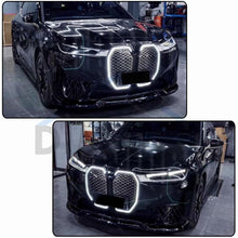 For BMW iX 2022-2025 Gloss Black W/LED Front Bumper Kidney Grille Frame Replace