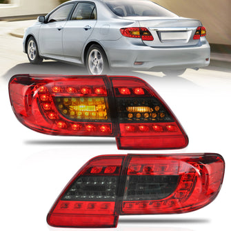 Red LED Tail Lights For 2011-2013 Toyota Corolla Replacement Rear Lamps Pair