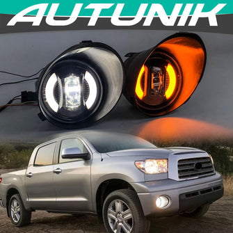 LED Projector Fog Light Lamp w/ Bezel Covers Replaces for 2007-2013 Toyota Tundra