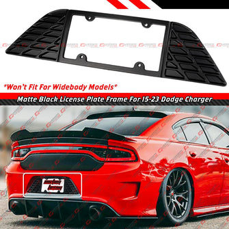For 2015-2023 Dodge Charger Matt Black Rear License Plate Frame Holder Panel Trim