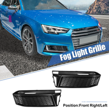Pair Front Bumper Fog Light Grille Grill Cover for Audi A4 S-line S4 2017-2019