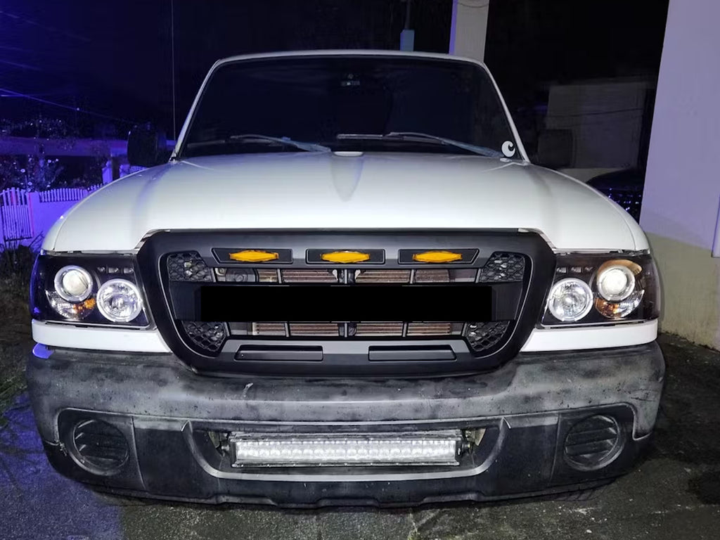 Matte Black Front Grille w/ Lights - For Ford Ranger 2001-2003 ...
