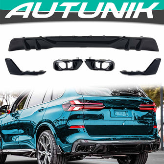 Gloss Black Rear Diffuser w/ Exhaust for BMW X5 G05 M Sport 2019-2023