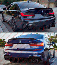 For 2019-2022 BMW G20 330i M340i CTM Gloss Black Rear Bumper Diffuser W/ LED Light