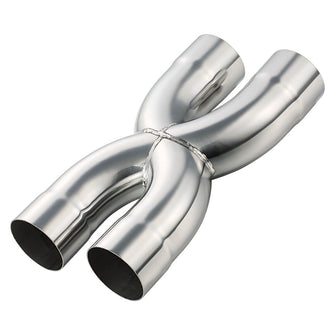 Universal Dual Crossover X Pipe Exhaust Tip 12" Length Stainless Steel