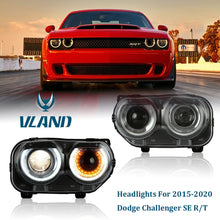 Pair LED DRL Projector Headlights For 15-22 Dodge Challenger SE R/T Front Lamps