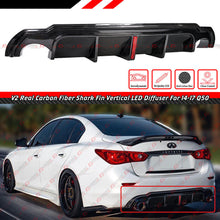 Real Carbon Rear Bumper Diffuser w/ LED Brake Light For 2014-2017 Infiniti Q50